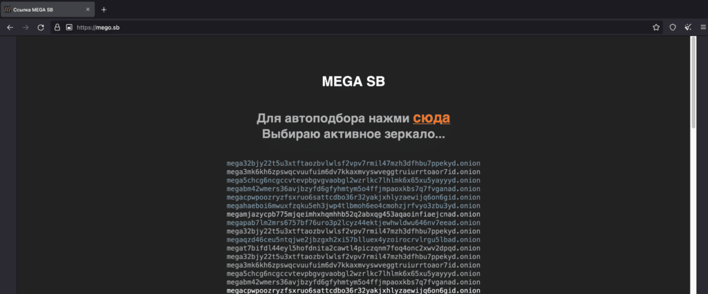 Инструкция МЕГА